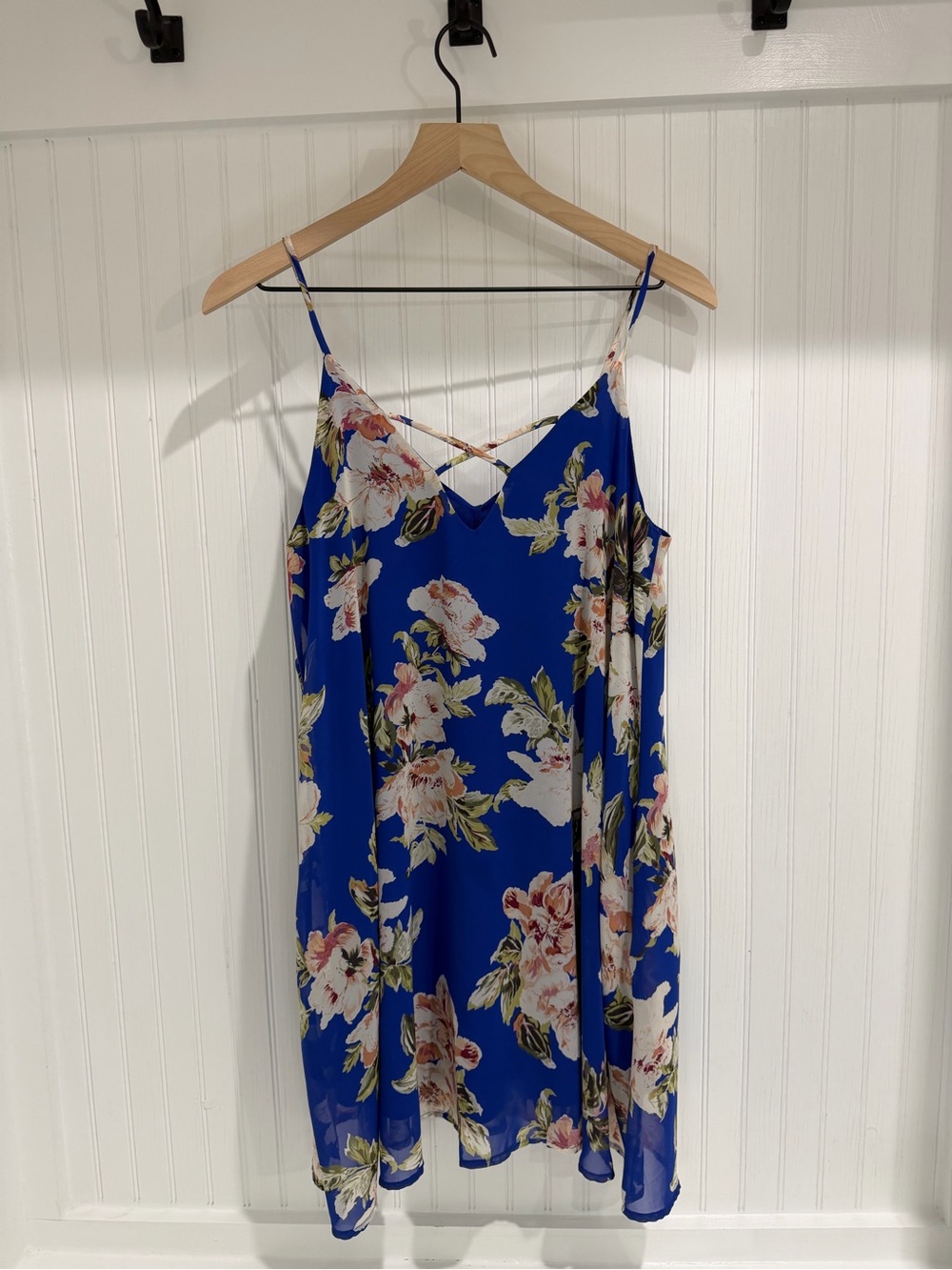Peach Love California Blue Floral Pocket Dress Size Small